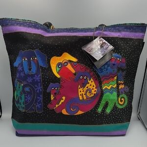 Laurel Burch Multicolor Dog Design Tote